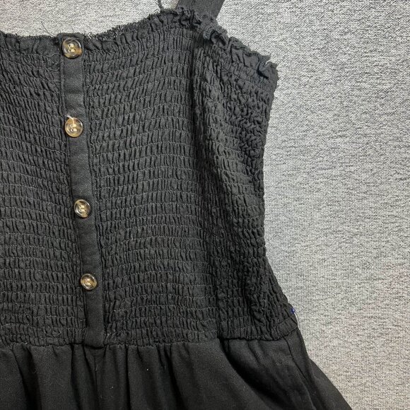 Aeropostale Jumpsuit Womens Size L Black Button Front Smocked Sleeveless - Picture 7 of 10